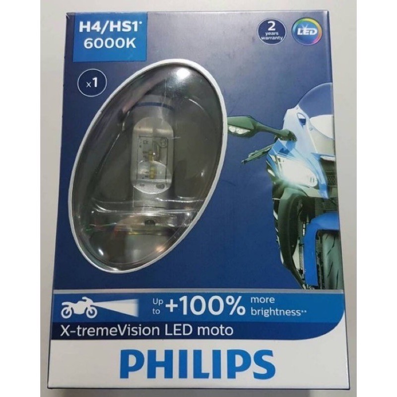 飛利浦 Philips X-TREME VISION LED MOTO H4/HS1 機車專用鐳神光頭燈一入裝(公司貨)