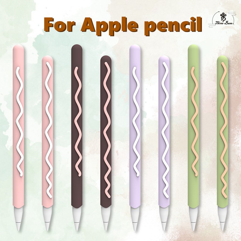 Apple pencil 軟矽膠保護套第 1 代第 2 代馬卡龍彩色創意餅乾造型矽膠套