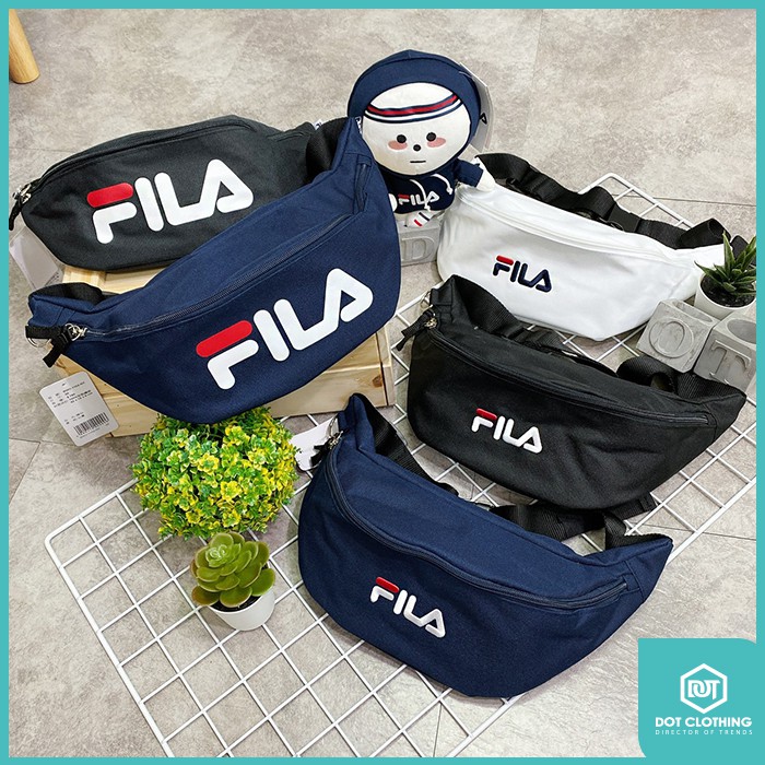 DOT 潮流小物 FILA LOGO 旅行 小包 黑 深藍 白 3色 腰包 側背包 暗袋 隨身包