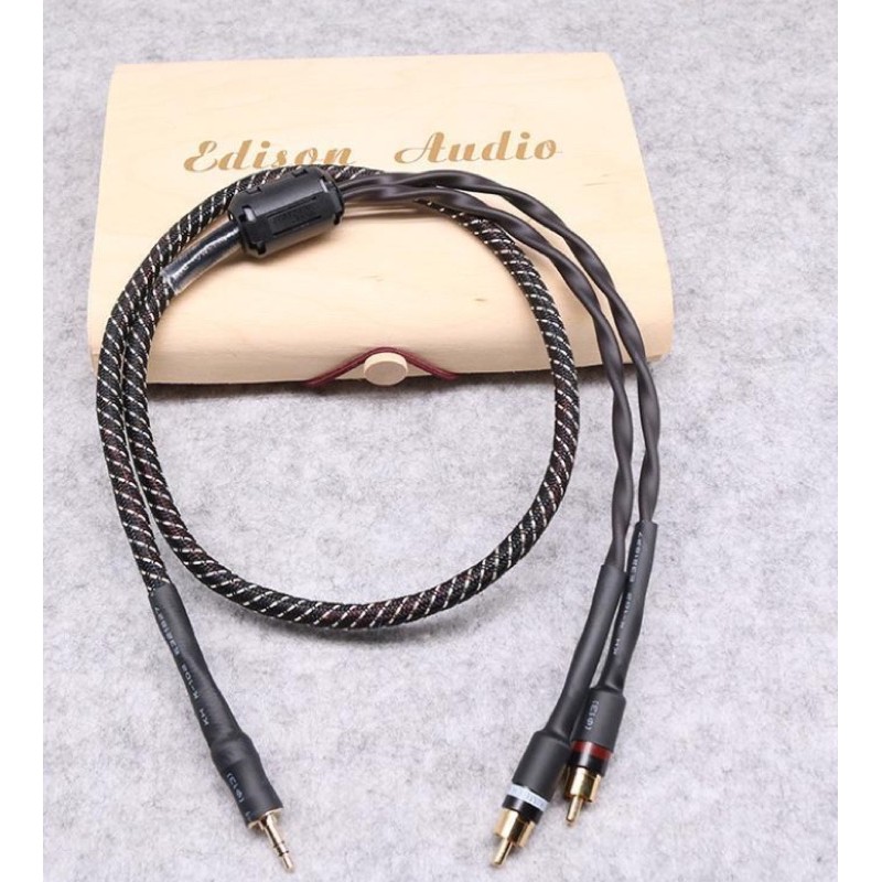 Edison Audio 老布線4股製作 3.5mm 轉 2RCA 電腦/手機訊號線 (一條含盒裝)