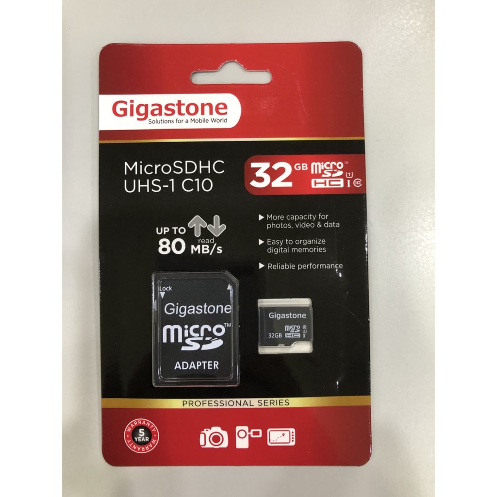 Gigastone 32G SD 記憶卡 Micro SDHC Class 10 含轉接卡 吊卡裝 公司貨