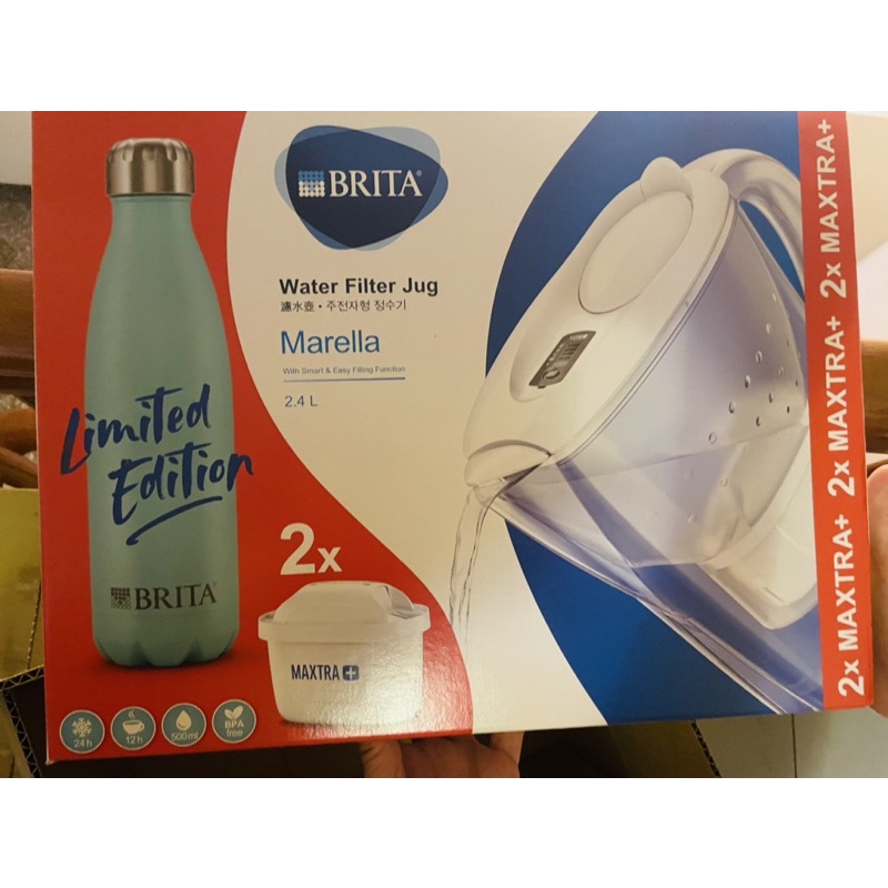 全新 Brita Marella 2.4L +保溫瓶+ 2個Maxtra+濾芯 附送贈品