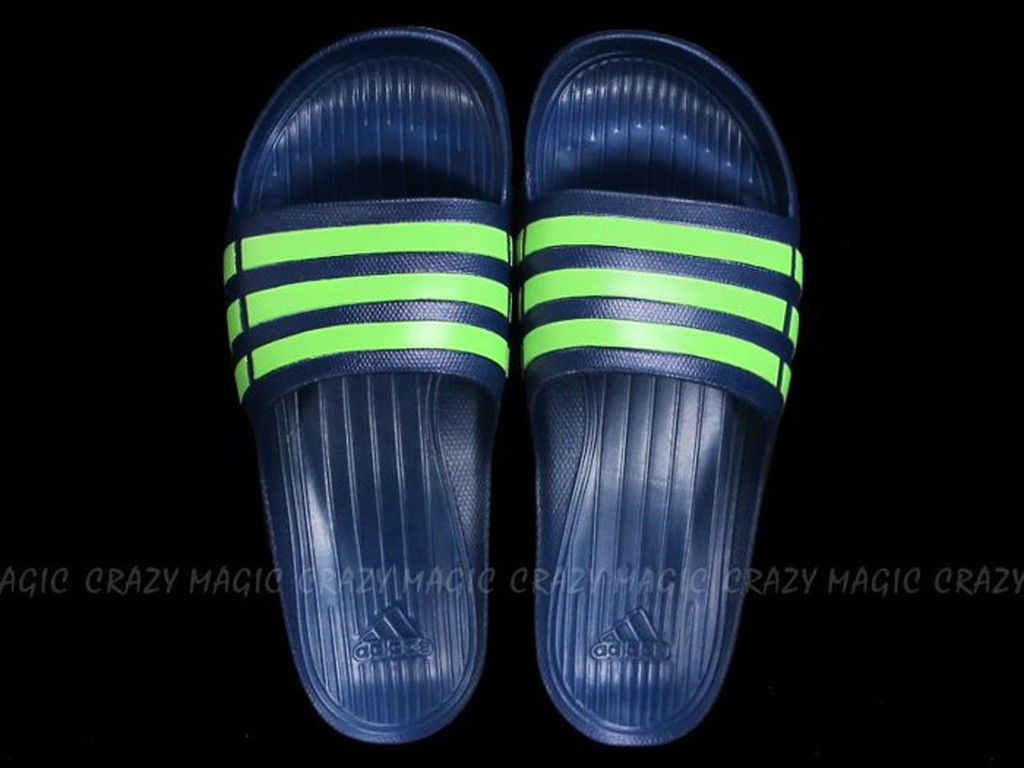 ADIDAS DURAMO SLIDE 基本款拖鞋一體成型藍螢光綠# G95489 女生尺寸| 蝦皮購物