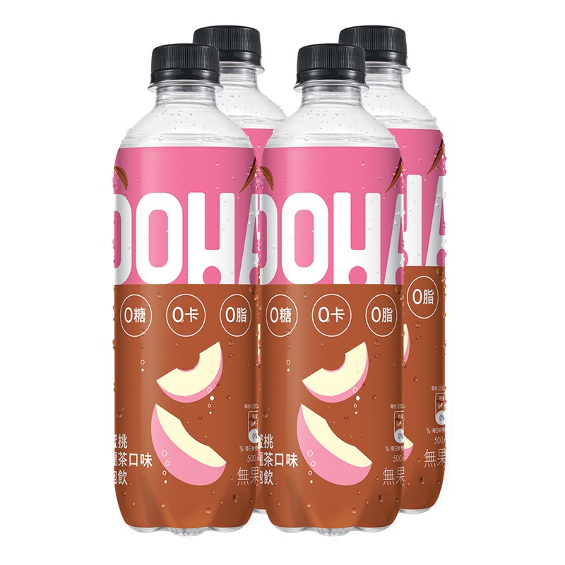 OOHA 氣泡飲(水蜜桃烏龍茶口味) 500ml x 4【家樂福】