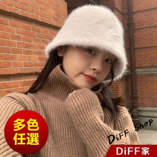 【DIFF】韓版復古百搭毛毛漁夫帽 水桶帽子 漁夫帽 穿搭必備 防曬帽 漁夫帽女 帽子 遮陽帽 貝蕾帽【N74】