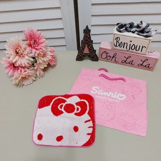 全新 日本帶回 超可愛 Sanrio Puroland Hello Kitty 小方巾 毛巾手帕 kitty手帕