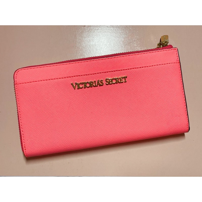 Victoria’s Secret 維多利亞的秘密  螢光桃紅  長夾  機場購入吊牌未剪  保證正貨 全新 可議價
