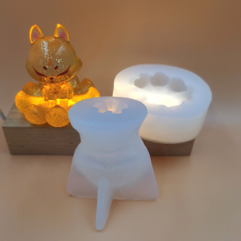 超可愛動物 3d立體上古九尾狐模具金玉狐薄款矽膠模具滴膠香薰石膏盲盒模具狐狸模具 蝦皮購物