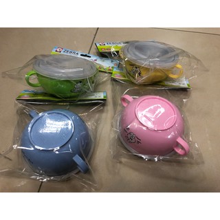 斑馬牌 304不鏽鋼 雙耳 兒童碗 附塑膠蓋 湯匙 學習碗 幼稚園 隔熱碗 三色碗 [自由五金]