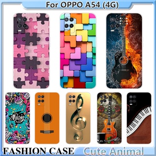 OPPO A54 4G 手機殼矽膠 TPU 果凍手機殼音樂設計手機殼