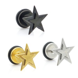 雙層星星 啞鈴 耳環 鈦鋼316L 韓國明星飾品 艾豆『B2831』