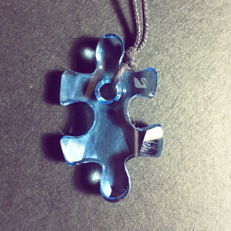Swarovski 水晶拼圖項鍊 水藍色