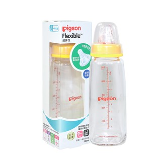 Pigeon貝親一般口徑母乳實感玻璃奶瓶240ML標準口徑大奶瓶P.00491YL全新升級防脹氣奶嘴
