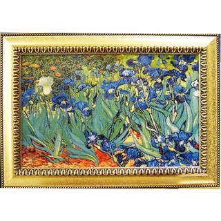 【梵谷名畫】鳶尾花 Iris 壁飾 掛畫 60x43cm 本幅特別裱褙金銀浮雕藝術框