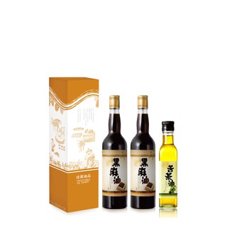 【佳源油品】 超值組合1 黑麻油600ml 2入+苦茶油250ml 1入 低溫冷壓鮮粹 料理必備 100%純 送禮