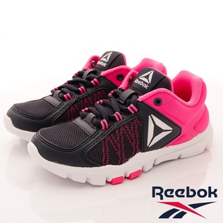 REEBOK銳跑透氣休閒慢跑鞋0766/桃黑(中小童段)20cm(零碼)