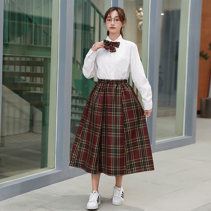 班服春夏套裝學生校服學院風jk格子裙套裝中學生合唱團演出服長裙 蝦皮購物