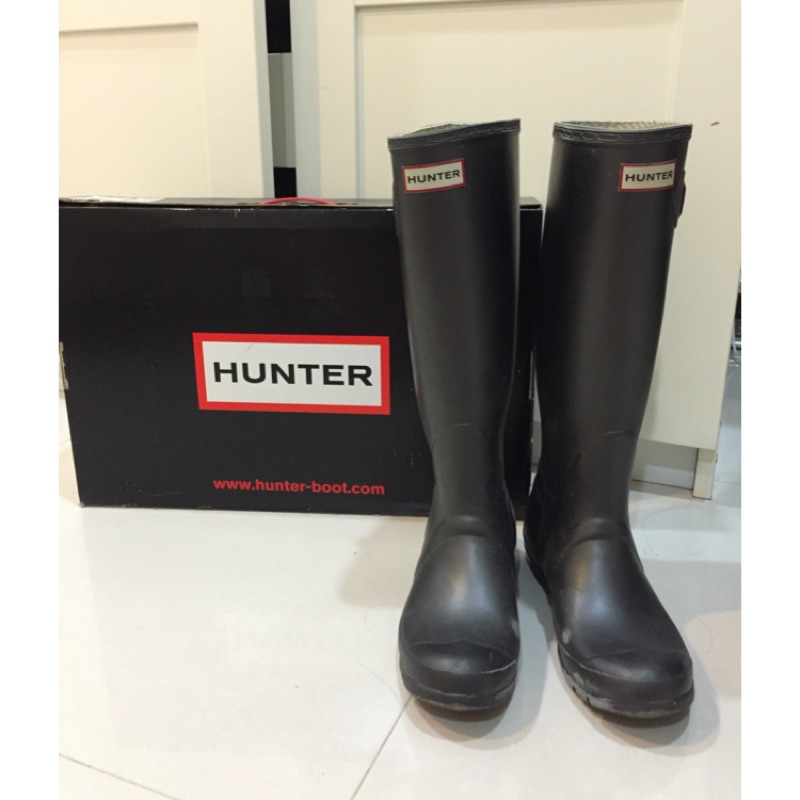 ｜二手｜英國品牌Hunter雨鞋長靴 銀灰色 US 6/EU 38/ 24.5CM（含鞋盒）