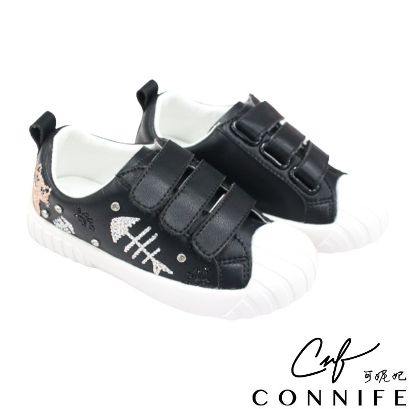 【CONNIFE 可妮妃】寵物小萌貓兒童休閒鞋-黑色