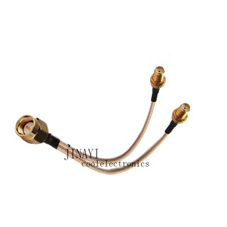 SMA 公插頭轉 2 SMA 母連接器 RF RG316 尾纖 Y 延長線 10/15/20/30/50cm /1m