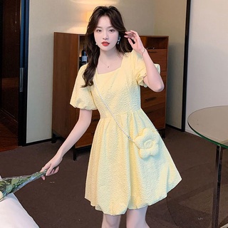 ✨魅力女士✨ 連衣裙 洋裝 女生裙子 收腰 顯瘦 裙子 法式方領泡泡袖連衣裙女2022夏季新款法式公主蓬蓬裙收腰顯瘦短裙