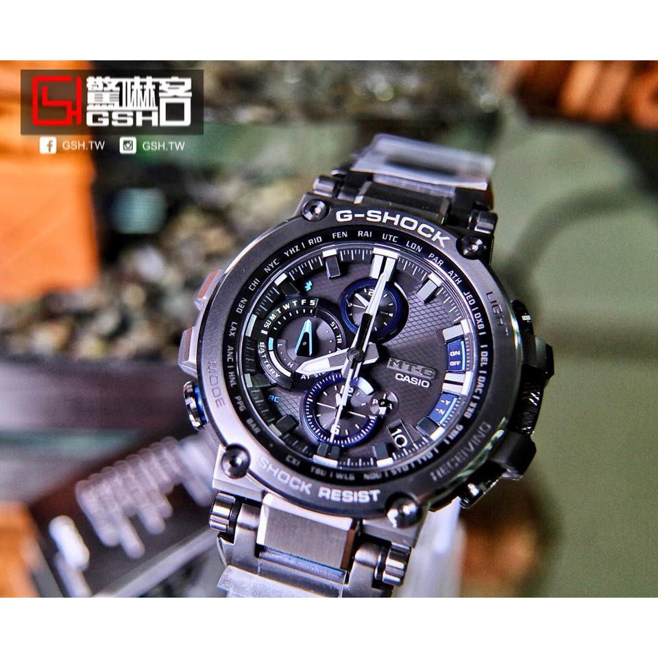 【驚嚇客】G-SHOCK MTG-B1000BD-1A 黑X藍 複合式錶帶 太陽能 . 電波 .藍芽 . 藍寶石鏡面