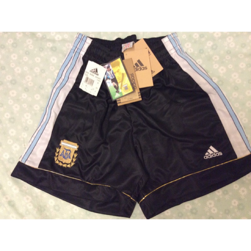 Adidas 經典典藏〕全新1998世界盃阿根廷主場足球短褲 黑色Size：M(32）英國製