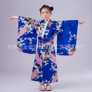 日本兒童和服傳統服飾女cos演出印花浴衣睡袍小學生表演寫真禮服 蝦皮購物