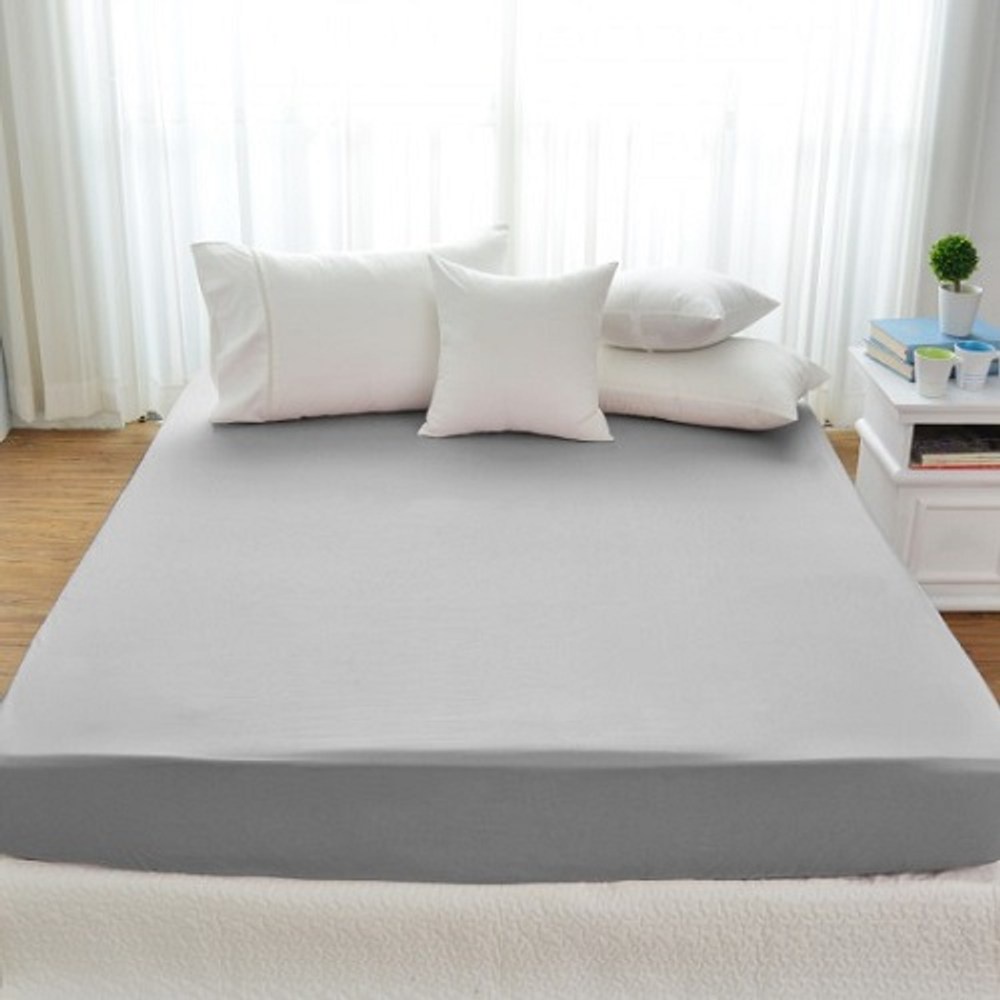 純棉素色床包枕套組雙人-灰