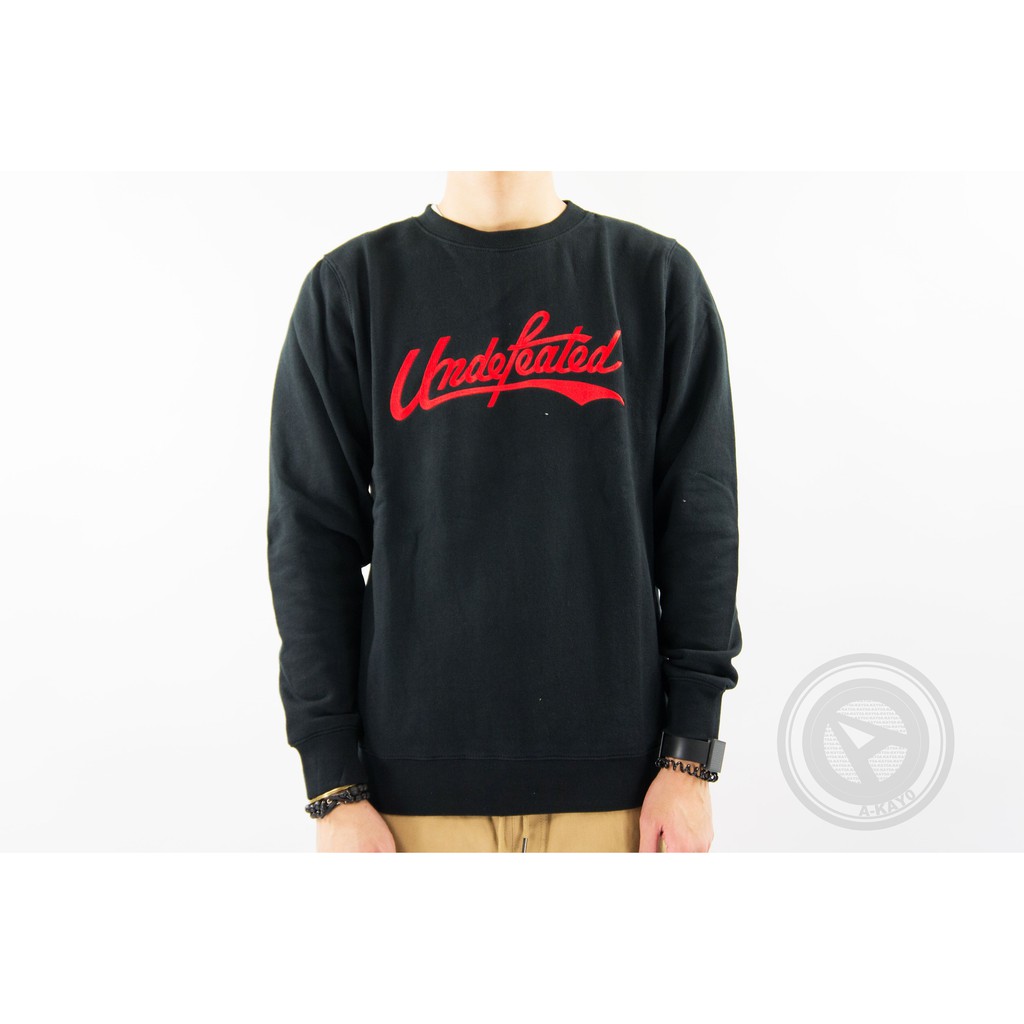 【A-KAY0】UNDEFEATED SCRIPT CREW 內裡刷毛 電繡LOGO 棉T 黑【5910690BK】