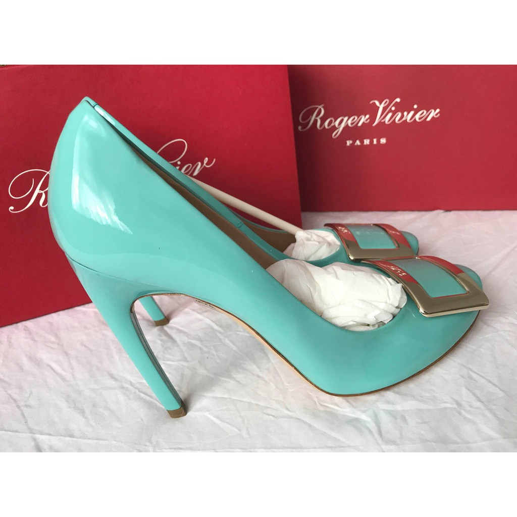 ⭐️英倫小闆娘⭐️ROGER VIVIER 絕美藍色漆皮 10CM 高跟鞋 38.5 全新英國現貨+預購