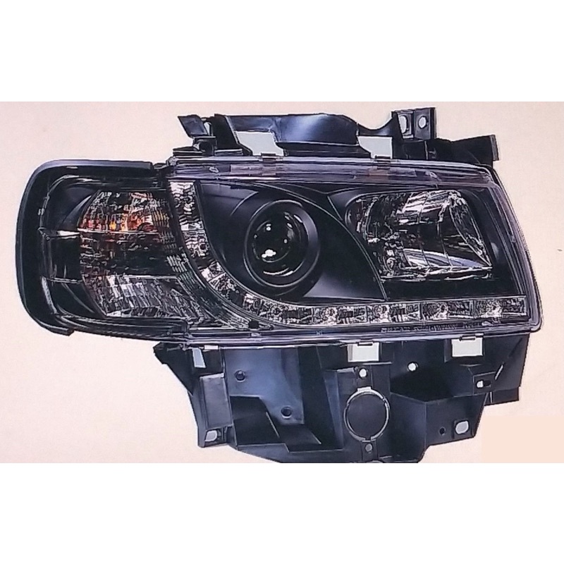 VW T4  2.0魚眼投射LED晝行燈改裝燻黑大燈 2001~