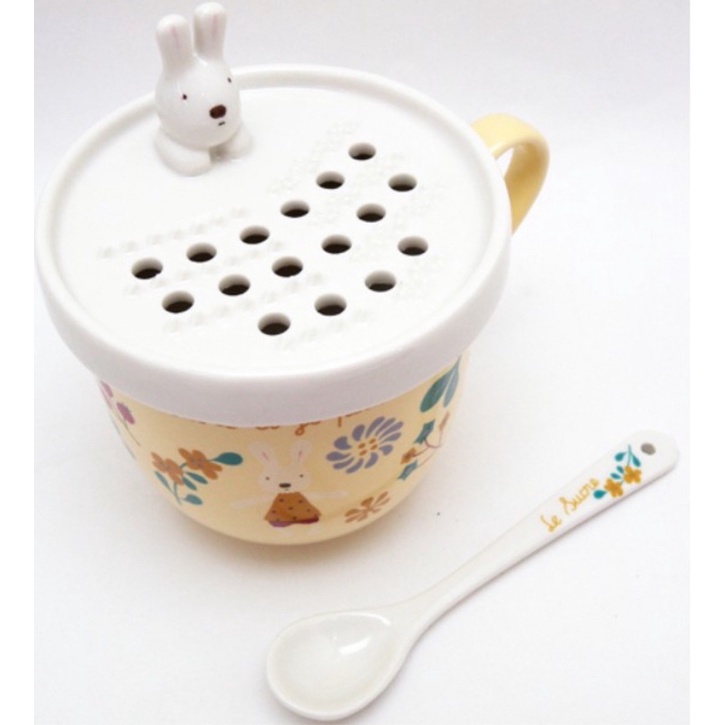 le sucre 日本正版 法國兔 砂糖兔 陶瓷馬克杯 杯子 法國兔馬克杯 含蓋湯匙馬克杯 濾蓋 附湯匙