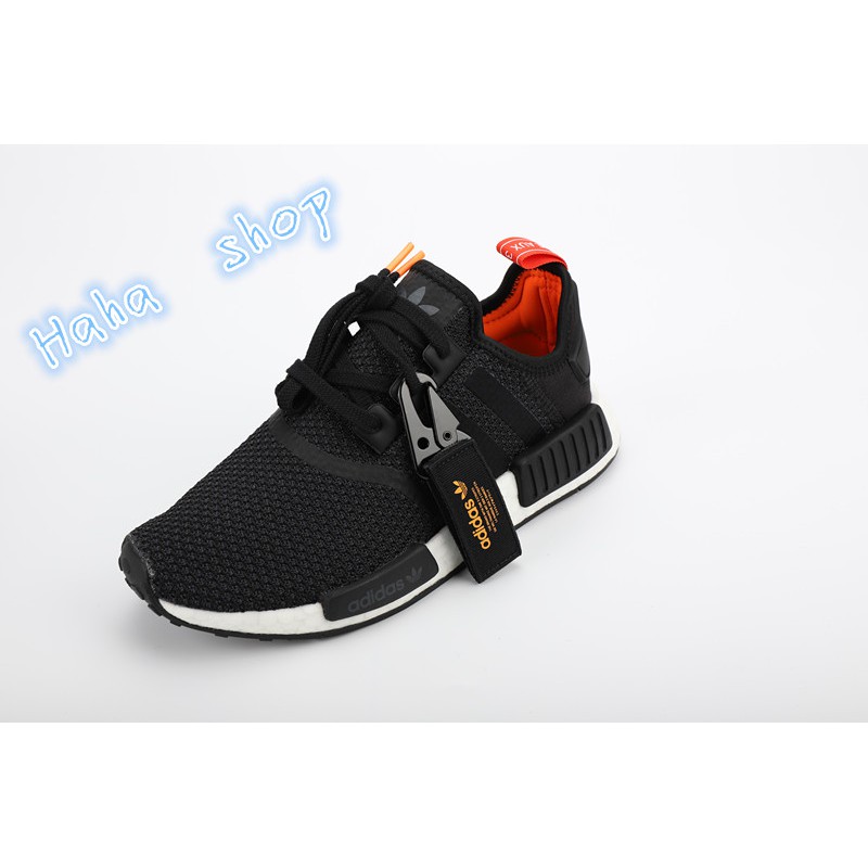 【Haha shop】ADIDAS NMD R1 BOOST 黑底 紅尾 黑橘 黑紅 網布 材質 B37621