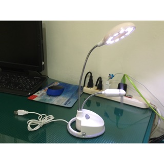 檯燈加風扇2用 12LED usb 電池兩用