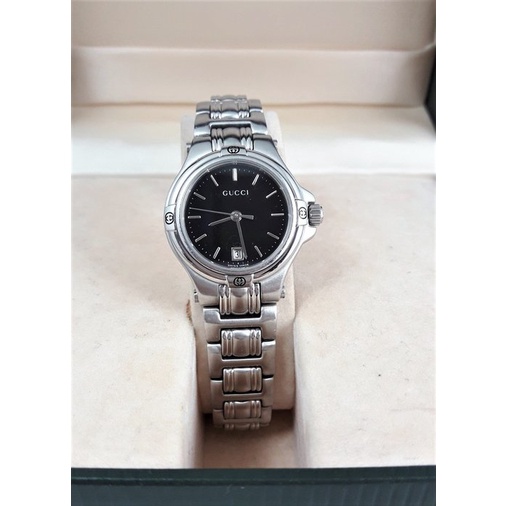 【Jessica潔西卡小舖】正品古馳 GUCCI -9040L圓形黑面經典石英女錶,附原裝錶盒