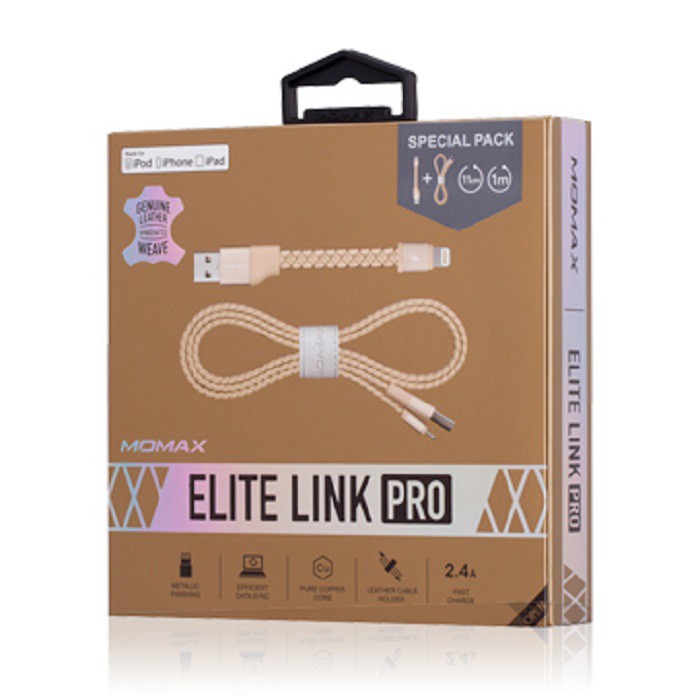 【MOMAX原廠】 Elite Link Pro真皮編織/蘋果認證連接線(11cm&amp;1m組合包)(1M)(11CM)