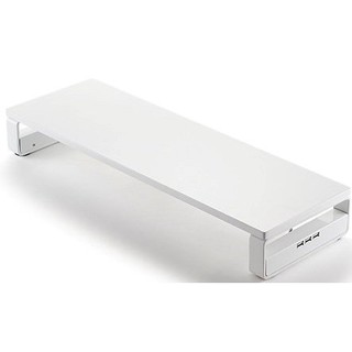 #USB桌上架／電腦螢幕架 (白)＋電源插座【外銷日本熱賣款／桌上架／充電插座】 KDY-0237WH