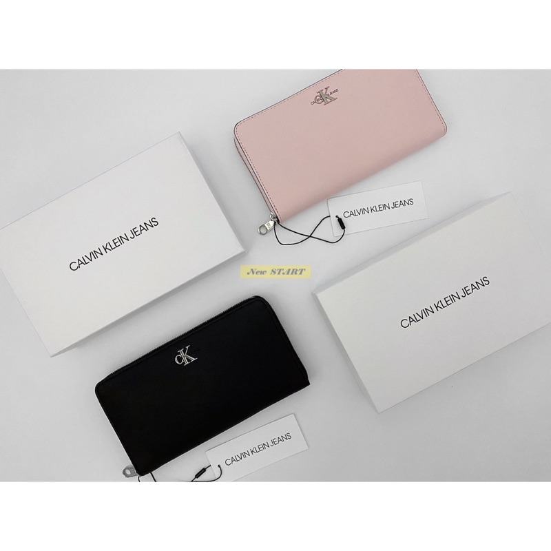 【New START精品服飾-員林】Calvin Klein CK 素面簡約 經典立體Logo 高質感 拉鍊長夾 禮盒