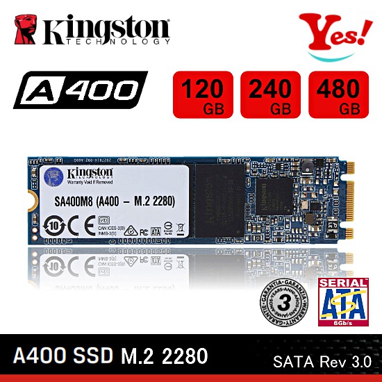 【Yes！台灣公司貨】Kingston 金士頓 A400 SATA 120G/240G/480G M.2 SSD固態硬碟