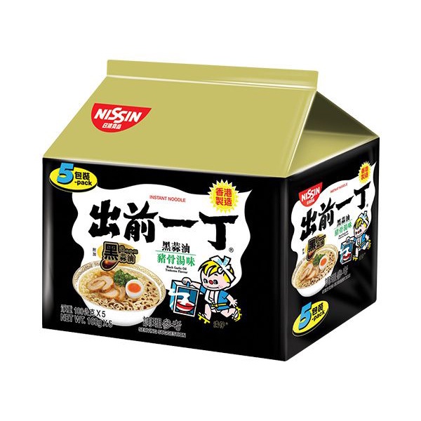 Nissin 日清 出前一丁黑蒜油豬骨湯味速食麵(100gx5包)整袋裝 【小三美日】 DS008568|