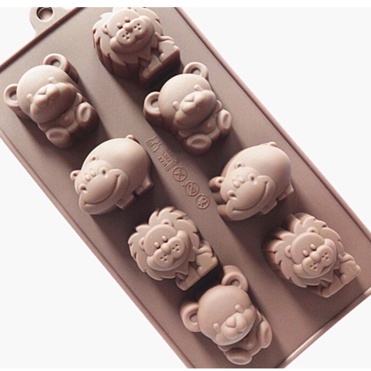 8孔 河馬 獅子 動物造型 矽膠模 手工皂模 婚禮小物模 巧克力模 製冰模 冰塊模具 模具