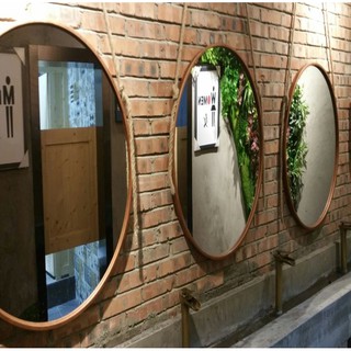 北歐風ins麻繩壁掛鏡 網紅訂製款工業風loft裝飾浴室廁所化妝鏡