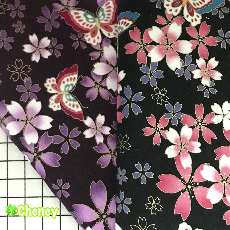 日式和風燙金棉布 1 貴氣大櫻花彩蝶棉布燙金棉布和風棉布 Cheney 蝦皮購物