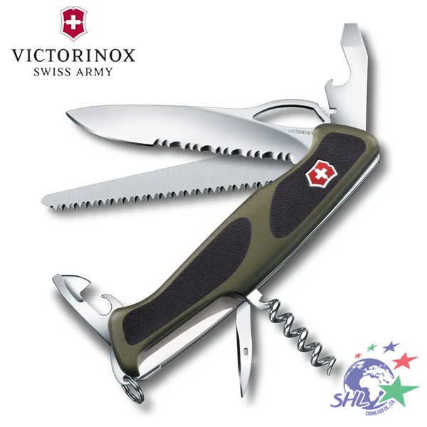 Victorinox 瑞士刀 RangerGrip 179綠黑防滑12用/0.9563.MWC4 / VN121【詮國】