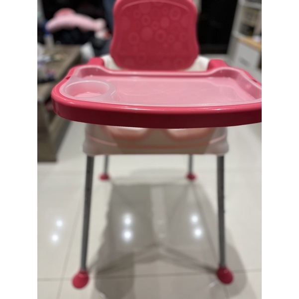 《二手》Baby Fly兒童二段式可調高腳餐椅(附餐盤)粉色