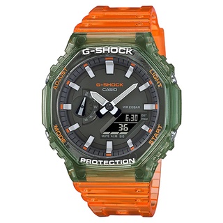 【柏儷鐘錶】CASIO G-Shock 八角手錶 農家橡樹 果凍橘綠 撞色 GA-2100HC-4A