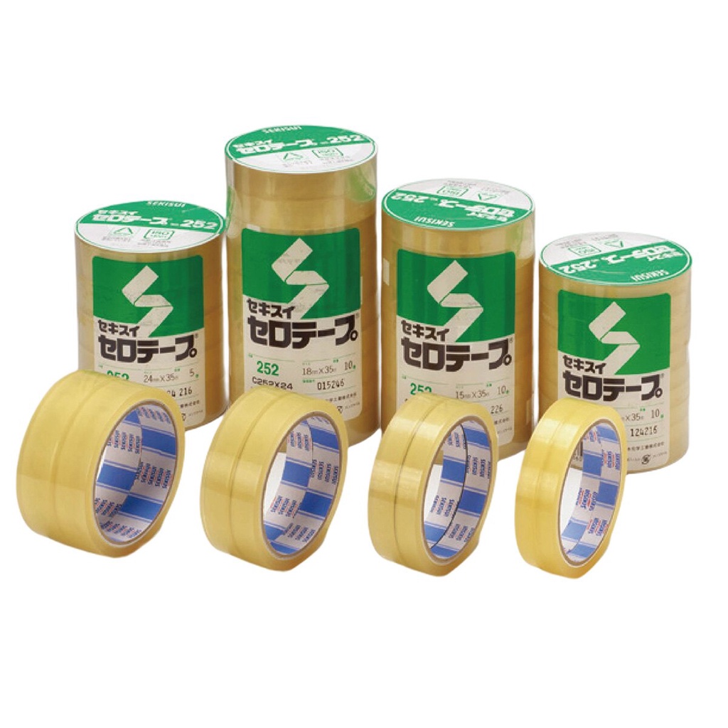 SCKISUI 積水牌 玻璃紙膠帶 積水膠帶 包裝膠帶 日本製 12mm / 18mm x35M /捲 NO.252
