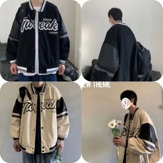 外套男 棒球服男生 開衫夾克男士【M-3XL美式復古棒球服男生秋冬季潮牌大碼嘻哈寬松撞色休閑夾克胖人外套 名匯衣社男裝