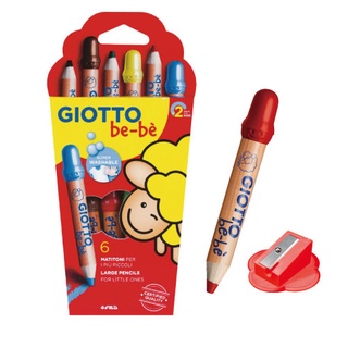 【樂森藥局】義大利 GIOTTO 可洗式寶寶木質蠟筆(6色) 木質蠟筆 寶寶蠟筆 水洗蠟筆